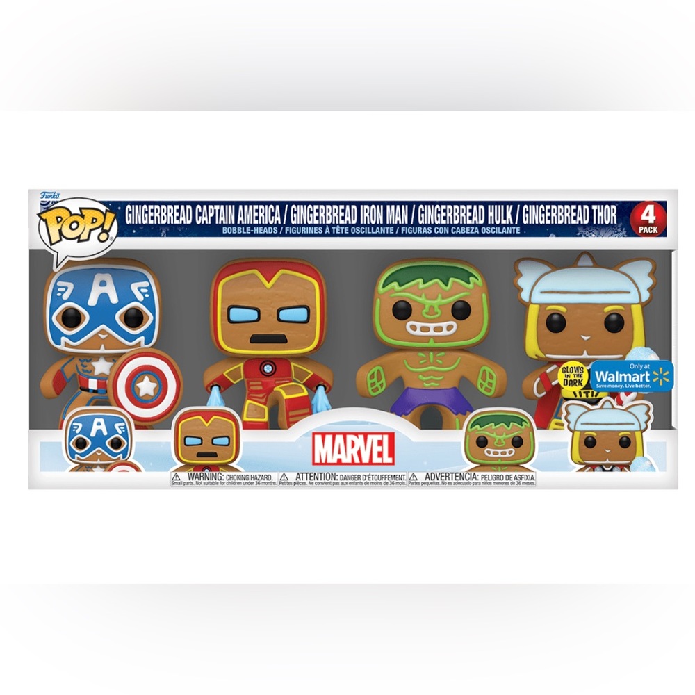 Funko Pop! Marvel Special Edition Gingerbread 4 Pack Brand New